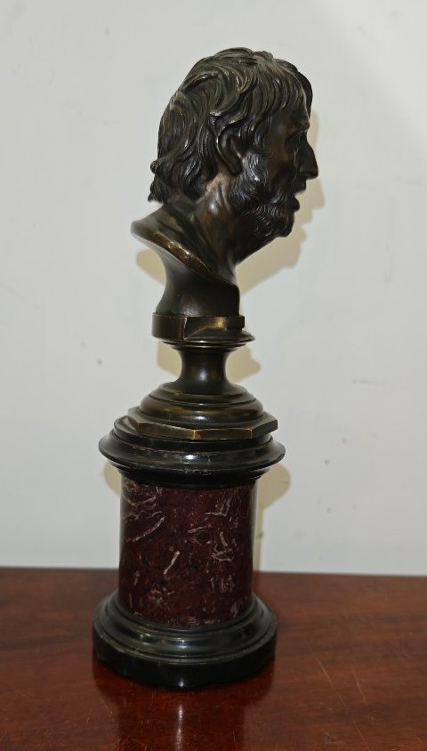 Busto di Pseudo-Seneca in bronzo e marmo  Grand Tour - XIX Secolo-photo-3