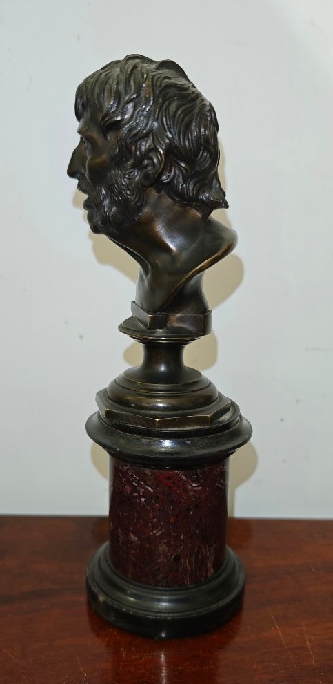 Busto di Pseudo-Seneca in bronzo e marmo  Grand Tour - XIX Secolo-photo-4