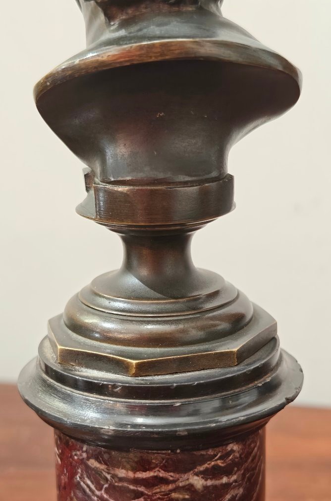 Busto di Pseudo-Seneca in bronzo e marmo  Grand Tour - XIX Secolo-photo-4