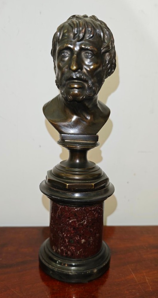 Busto di Pseudo-Seneca in bronzo e marmo  Grand Tour - XIX Secolo