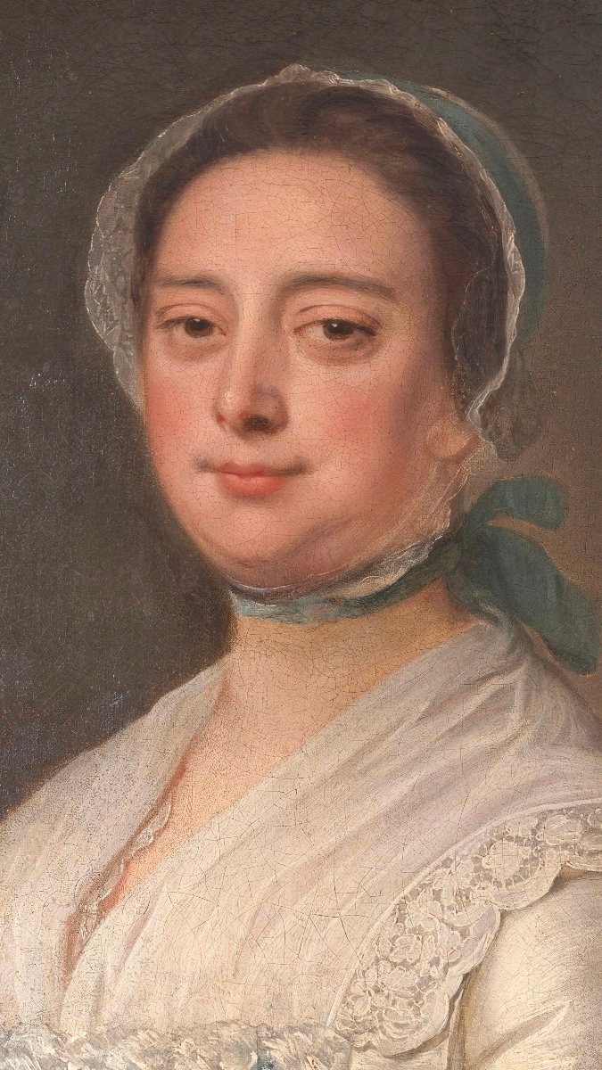 Ritratto Di Dama In Abito Di Seta - Scuola Inglese Del XVIII Secolo-photo-2