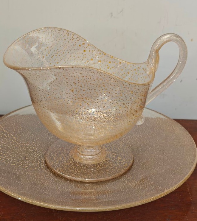 Salsiera con piattino Barovier, Murano 1940 c.-photo-3