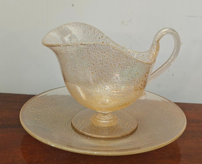 Salsiera con piattino Barovier, Murano 1940 c.