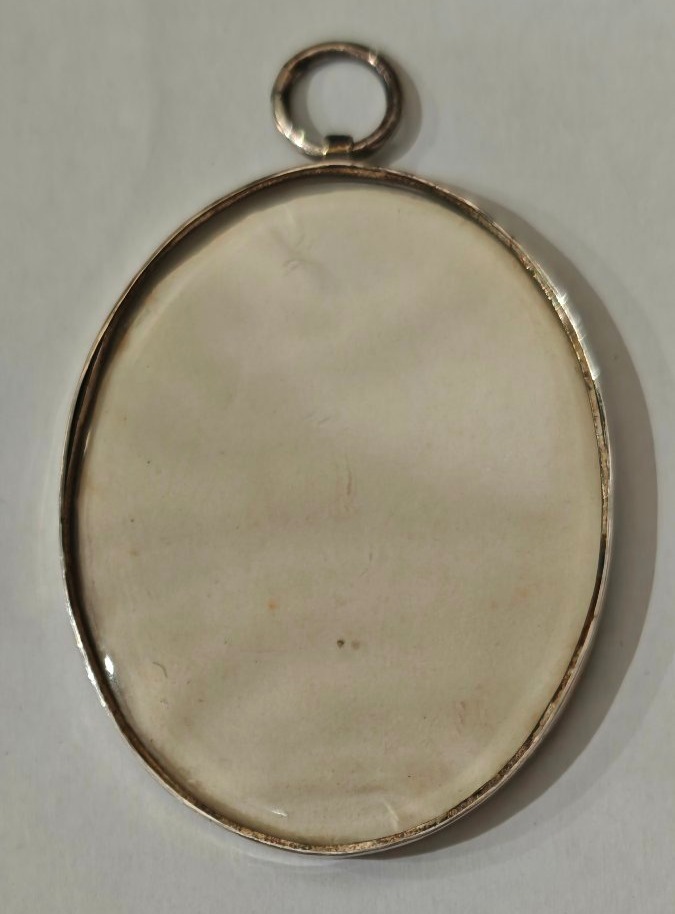 Pendente miniatura neoclassica In argento dipinto a mano inizio XIX secolo-photo-2