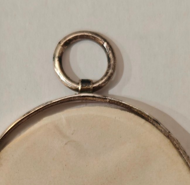 Pendente miniatura neoclassica In argento dipinto a mano inizio XIX secolo-photo-4