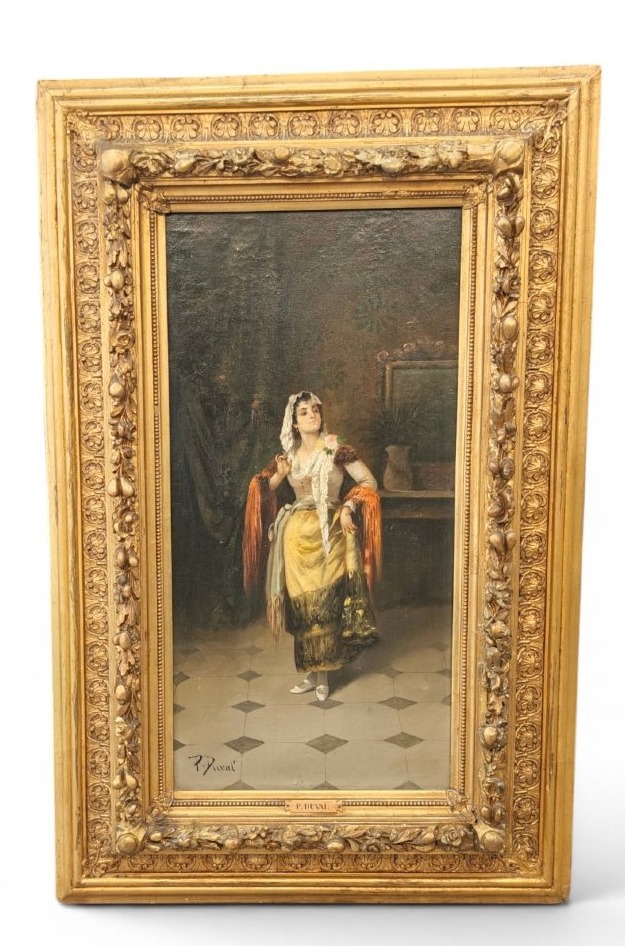 Coppia dipinti firmati P. Duval del XIXsecolo Donne Spagnole Andaluse Gitane -photo-4