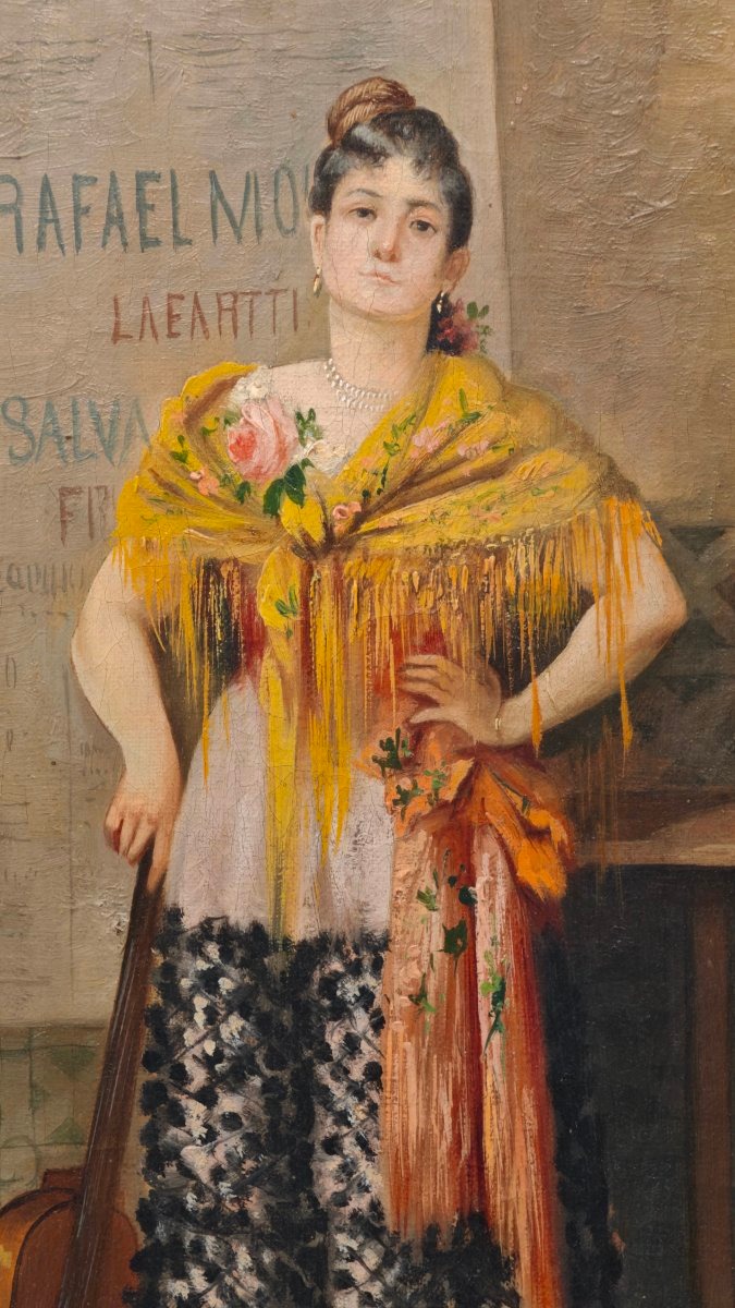Coppia dipinti firmati P. Duval del XIXsecolo Donne Spagnole Andaluse Gitane -photo-1