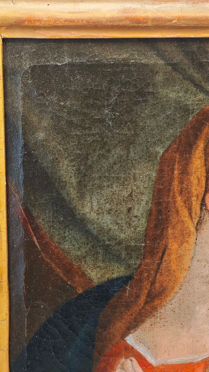 Dipinto Antico "Vergine Orante" XVIII Secolo - Scuola Romana Marattesca-photo-2