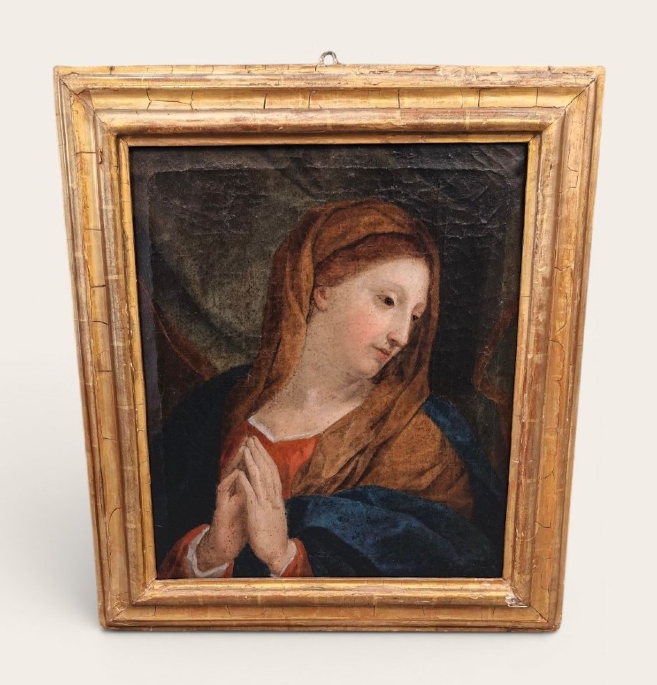 Dipinto Antico "Vergine Orante" XVIII Secolo - Scuola Romana Marattesca