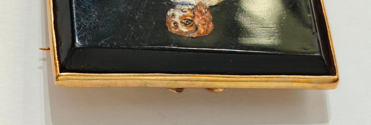 Spilla pendente in micromosaico romano XIX secolo Grand Tour Cane -photo-6
