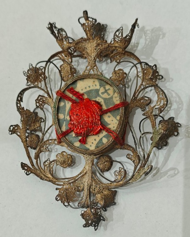 Reliquiario in filigrana d'argento con custodia originale del XVIII secolo -photo-4