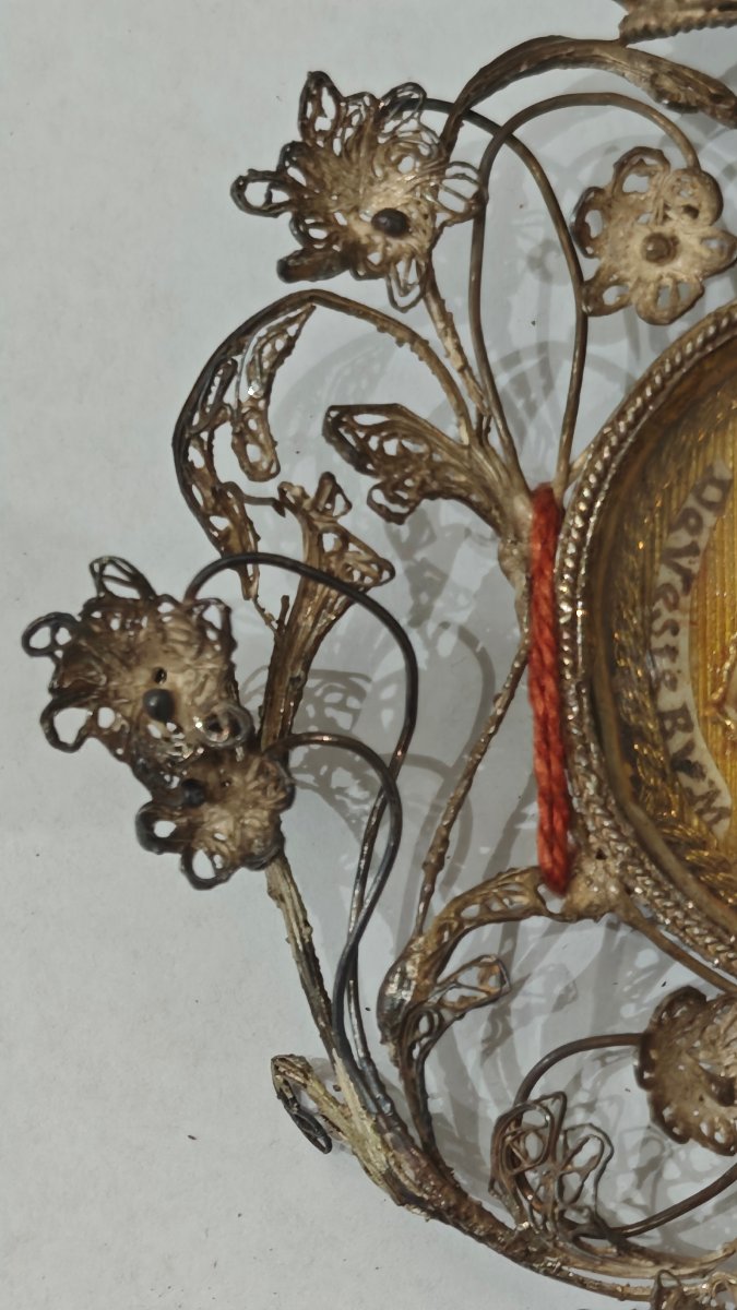 Reliquiario in filigrana d'argento con custodia originale del XVIII secolo -photo-8