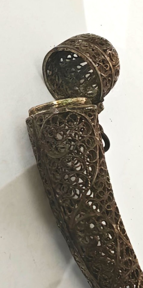 Antico pendente corno in argento porta profumo-photo-3