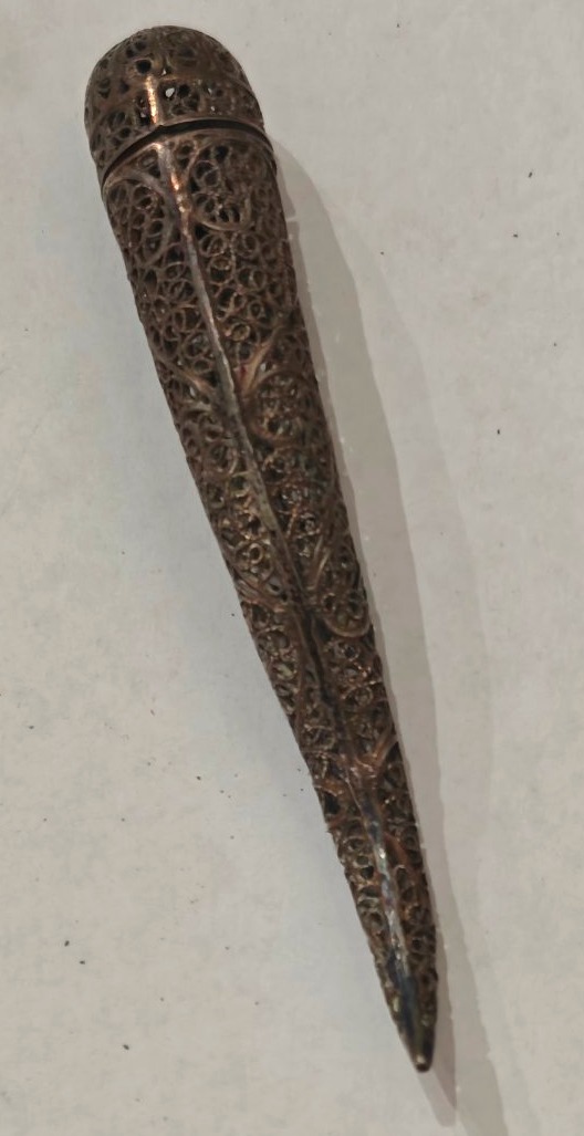 Antico pendente corno in argento porta profumo-photo-2