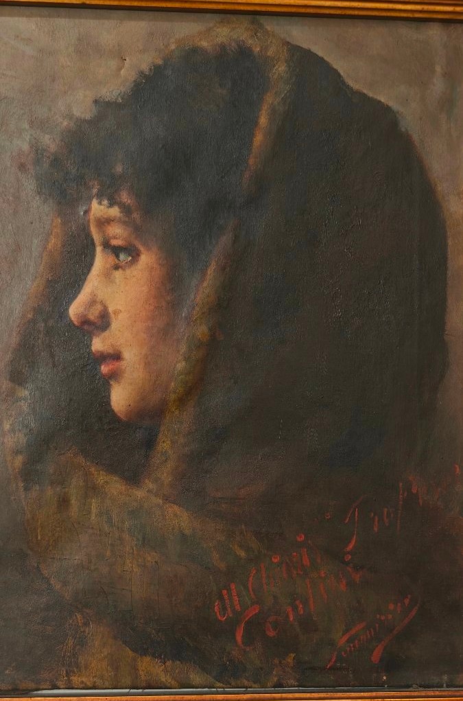 Antico ritratto femminile di Pio Sanquirico del XIX secolo -photo-4