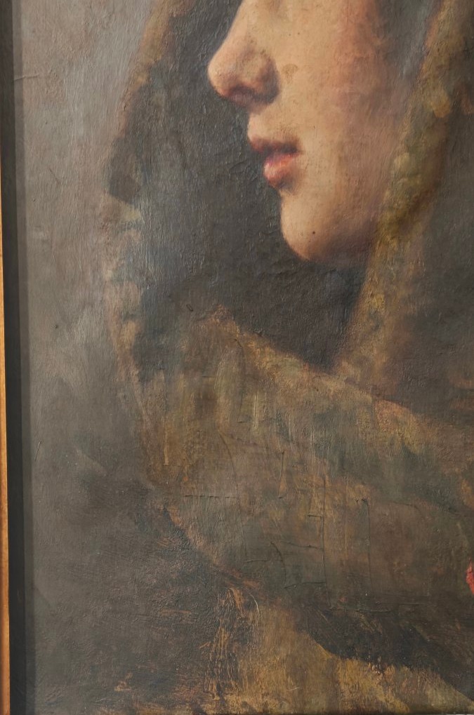 Antico ritratto femminile di Pio Sanquirico del XIX secolo -photo-3