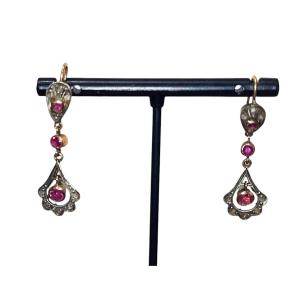 Orecchini antichi in oro e rose di diamanti 