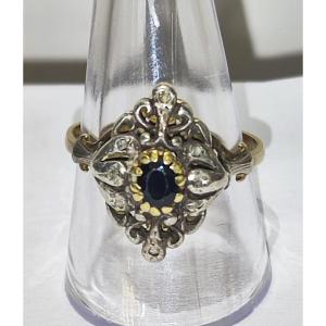 Anello in oro zaffiro e diamanti 