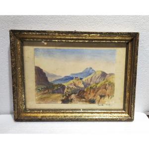 Antico acquarello raffigurante Segesta 