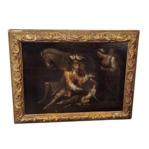 Olio su tavola del XVII secolo di scuola fiamminga 