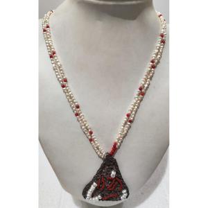 Collana di perle e corallo rosso