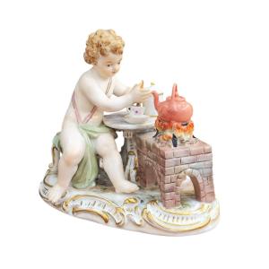 Gruppo in porcellana di Meissen, allegoria del fuoco 