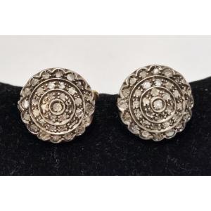 Orecchini in oro e argento con diamanti rose cut periodo del liberty 