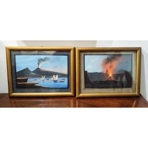 Coppia di gouache Napoli del XIX secolo