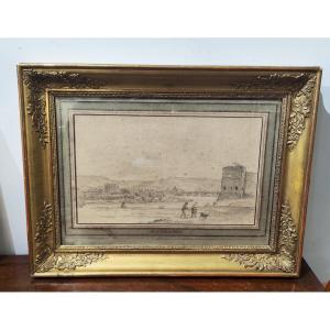 Disegno del XVIII secolo raffigurante il "Vue du Pont de Vernon"