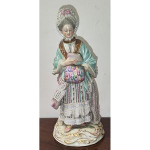 Statuina in porcellana di Meissen del XIX secolo provenienza Fratelli Guglianetti 