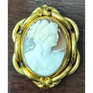 Raffinata spilla con cammeo del periodo vittoriano, XIX secolo 