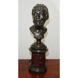 Busto di Pseudo-Seneca in bronzo e marmo  Grand Tour - XIX Secolo