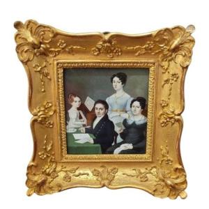 Raffinata e rara miniatura di famiglia primo ottocento 