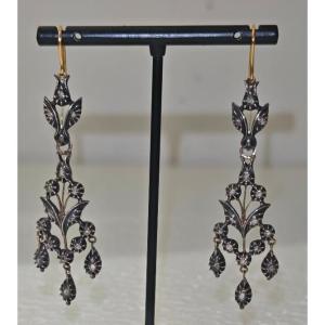Antichi orecchini pendenti chandelier in oro e diamanti