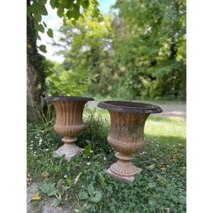 Pair Of Fluted Medici Vases