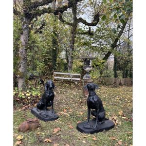 Pair Of Cast Iron Hunting Dogs