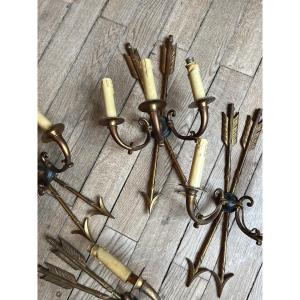 4 Gilt Bronze Wall Sconces 