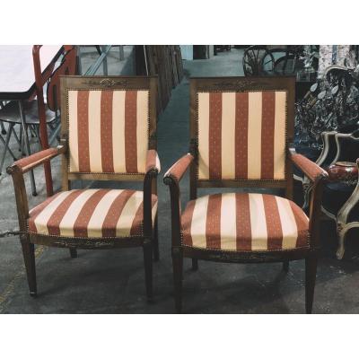 Paire De Fauteuils De Style Empire 