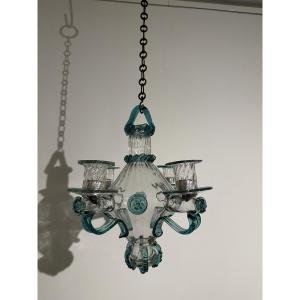 Small 4-arm Chandelier In Blown Glass 