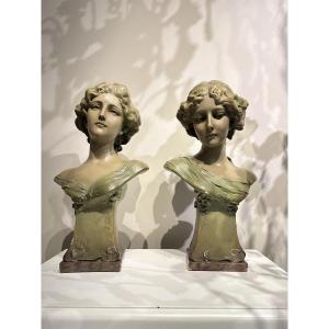 Pair Of Art Nouveau Busts 