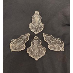 Lot With 4 Crystal Pendants For Chandelier With Cherubs And Dove (set Of 4)