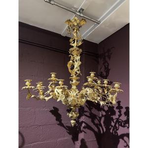 Rococo Chandelier. 20 Bronze Arms, 19th Century