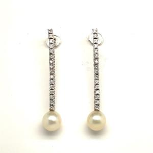 1.6 Carats White Gold Diamond Mother-of-pearl Earring