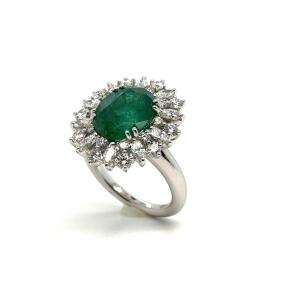 Princess Chimento Emerald Ring 4.16 Carats Diamonds 1.55 Carats White Gold
