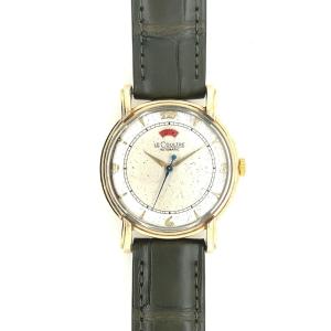 Lecoultre & Cie Vintage Watch Power Reserve White Dial Gold Plated Case