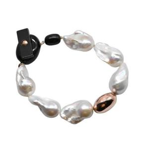 Baroque Pearl And Pearl Bracelet In 18k Rose Gold