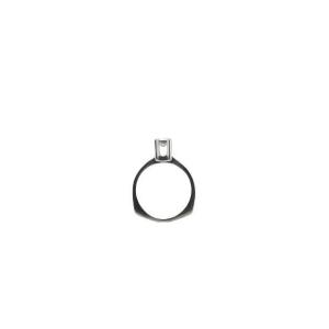 Solitaire In 18-carat White Gold, Angular On The Bottom Adorned With Diamonds