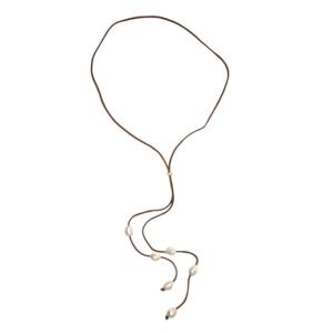 Leather And Baroque Pearl Necklace