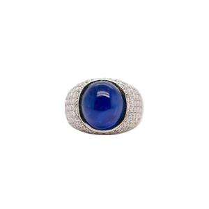 White Gold Ring Adorned With A 17.14 Carat Sapphire And 2.06 Carat Diamonds