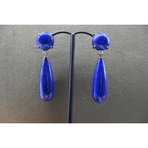 Lapis Lazuli Diamond And 18k Black Gold Earring 